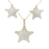 Gehna Jaipur Cubic Zirconia Studded Star Shaped Pendant & Earring Set Yellow Rhodium For Girls & Women FP-1210