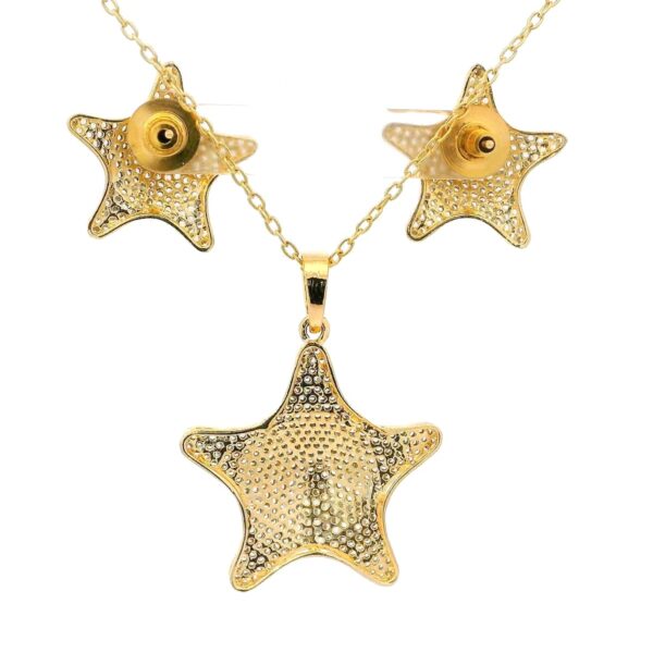 Gehna Jaipur Cubic Zirconia Studded Star Shaped Pendant & Earring Set Yellow Rhodium For Girls & Women FP-1210 - Image 4