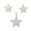 Gehna Jaipur Cubic Zirconia Studded Star Shaped Pendant & Earring Set Silver Rhodium For Girls & Women FP-1211