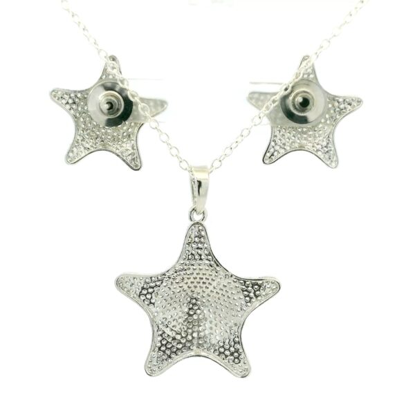 Gehna Jaipur Cubic Zirconia Studded Star Shaped Pendant & Earring Set Silver Rhodium For Girls & Women FP-1211 - Image 4