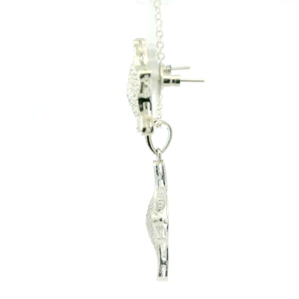 Gehna Jaipur Cubic Zirconia Studded Star Shaped Pendant & Earring Set Silver Rhodium For Girls & Women FP-1211 - Image 3