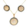 Gehna Jaipur C.Z & Black Spinel Marquise Studded Sunflower Shape Pendant Set For Girls & Women FP-1212