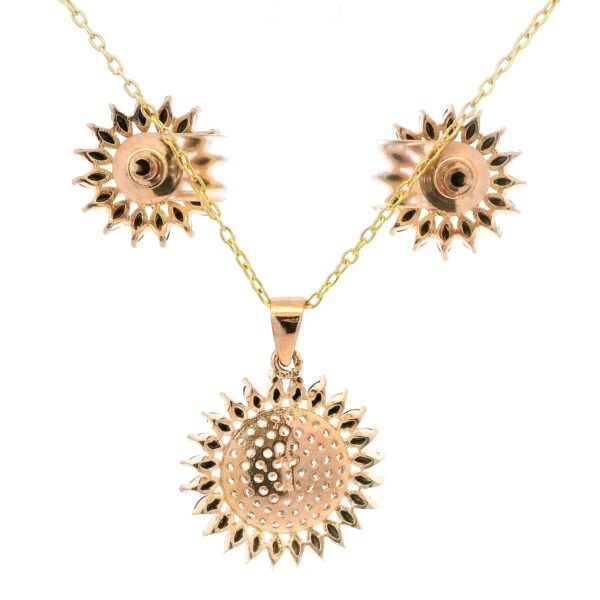Gehna Jaipur C.Z & Black Spinel Marquise Studded Sunflower Shape Pendant Set For Girls & Women FP-1212 - Image 4