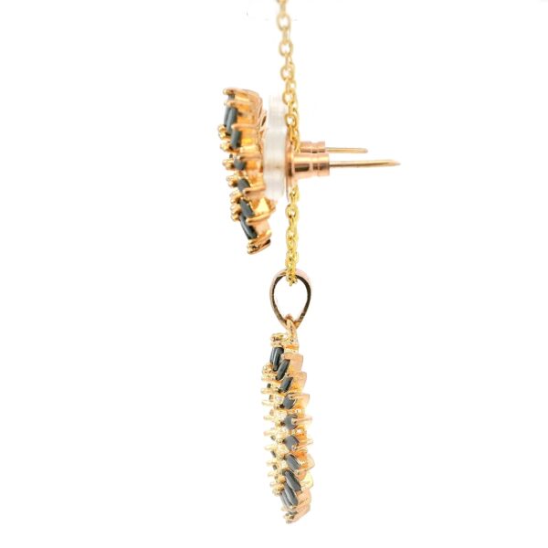 Gehna Jaipur C.Z & Black Spinel Marquise Studded Sunflower Shape Pendant Set For Girls & Women FP-1212 - Image 3