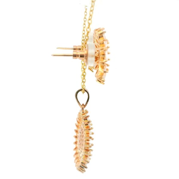 Gehna Jaipur Cubic Zirconia Round & Marquise Studded Sunflower Shape Pendant Set For Girls & Women FP-1213 - Image 4