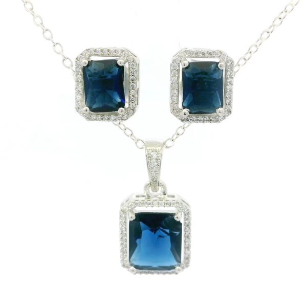 Gehna Jaipur C.Z & Tanzanite Color Stone Studded Pendant & Earring Set For Girls & Women FP-1214