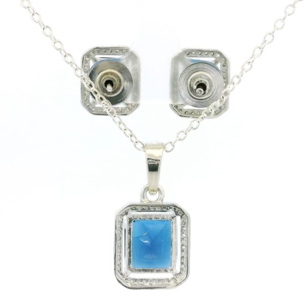 Gehna Jaipur C.Z & Tanzanite Color Stone Studded Pendant & Earring Set For Girls & Women FP-1214 - Image 4