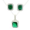 Gehna Jaipur C.Z & Green Tourmaline Color Stone Studded Pendant & Earring Set For Girls & Women FP-1215
