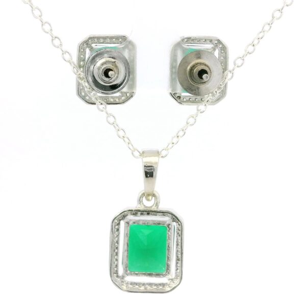 Gehna Jaipur C.Z & Green Tourmaline Color Stone Studded Pendant & Earring Set For Girls & Women FP-1215 - Image 4