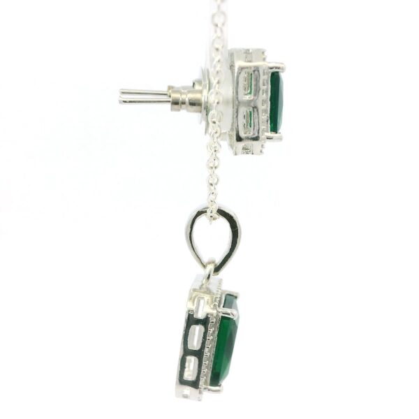 Gehna Jaipur C.Z & Green Tourmaline Color Stone Studded Pendant & Earring Set For Girls & Women FP-1215 - Image 3