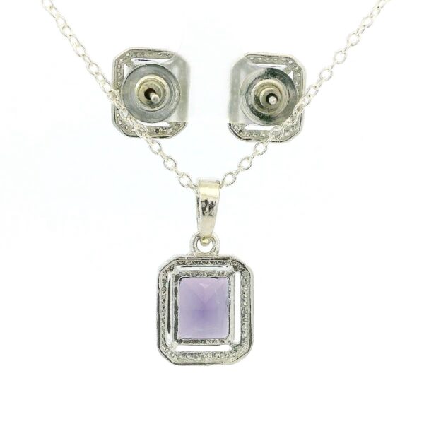 Gehna Jaipur C.Z & Amethyst Color Baguette Shape Stone Studded Pendant & Earring Set For Girls & Women FP-1216 - Image 4