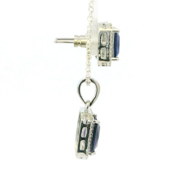 Gehna Jaipur C.Z & Amethyst Color Baguette Shape Stone Studded Pendant & Earring Set For Girls & Women FP-1216 - Image 3