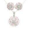 Gehna Jaipur C.Z & Rose Quartz Color Baguette Shape Stone Studded Pendant & Ear Set For Girls & Women FP-1217