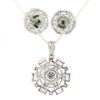 Gehna Jaipur C.Z & Rose Quartz Color Baguette Shape Stone Studded Pendant & Ear Set For Girls & Women FP-1217 - Image 4