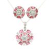 Gehna Jaipur C.Z & Pink Tourmaline Color Baguette Shape Stone Studded Pendant Set For Girls & Women FP-1218