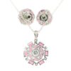 Gehna Jaipur C.Z & Pink Tourmaline Color Baguette Shape Stone Studded Pendant Set For Girls & Women FP-1218 - Image 5
