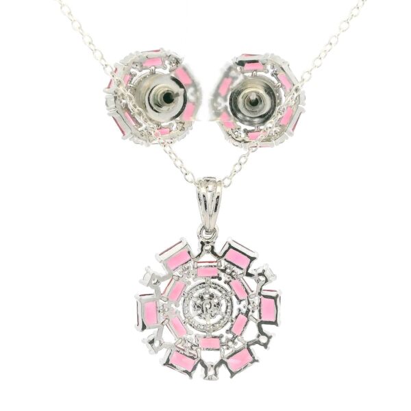 Gehna Jaipur C.Z & Pink Tourmaline Color Baguette Shape Stone Studded Pendant Set For Girls & Women FP-1218 - Image 5