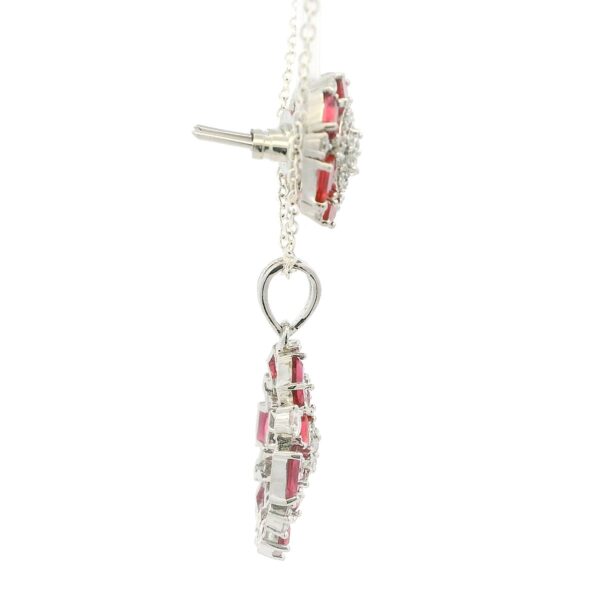 Gehna Jaipur C.Z & Pink Tourmaline Color Baguette Shape Stone Studded Pendant Set For Girls & Women FP-1218 - Image 3