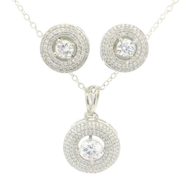 Gehna Jaipur Cubic Zirconia Studded Round Shape Pendant & Earring Set For Girls & Women FP-1219