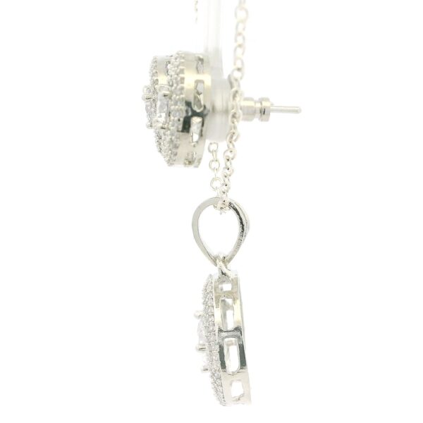 Gehna Jaipur Cubic Zirconia Studded Round Shape Pendant & Earring Set For Girls & Women FP-1219 - Image 3