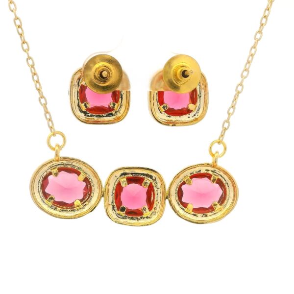 Gehna Jaipur Ruby Red Color Stone Studded 3 Pcs Set With Black Enamel For Girls & Women FP-1220 - Image 3