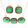 Gehna Jaipur Emerald Green Color Stone Studded 3 Pcs Set With Black Enamel For Girls & Women FP-1221