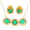 Gehna Jaipur Emerald Green Color Stone Studded 3 Pcs Set With Black Enamel For Girls & Women FP-1221 - Image 3
