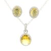 Gehna Jaipur Yellow Sapphire Color Stone Studded Oval Shape Pendant & Earring Set For Girls & Women FP-1222
