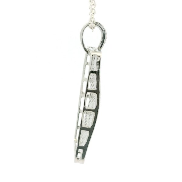 Gehna Jaipur Cubic Zirconia Studded Dog Tag Pendant White Rhodium Plating For Girls & Women FP-1224 - Image 3