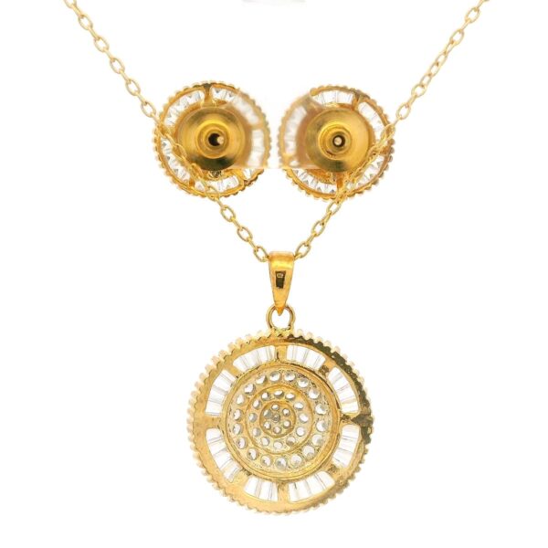 Gehna Jaipur Diamond Cut Round & Baguette Shape Cubic Zirconia Studded Pendant Set For Girls & Women FP-1228 - Image 4