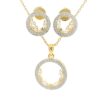 Gehna Jaipur Cubic Zirconia Studded Circle Shape Pendant & Earring Set For Girls & Women FP-1229