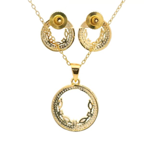 Gehna Jaipur Cubic Zirconia Studded Circle Shape Pendant & Earring Set For Girls & Women FP-1229 - Image 4