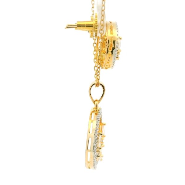 Gehna Jaipur Cubic Zirconia Studded Circle Shape Pendant & Earring Set For Girls & Women FP-1229 - Image 3