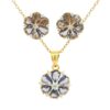 Gehna Jaipur C.Z & Amethyst Pear Shape Stone Studded Flower Shape Pendant Set For Girls & Women FP-1231