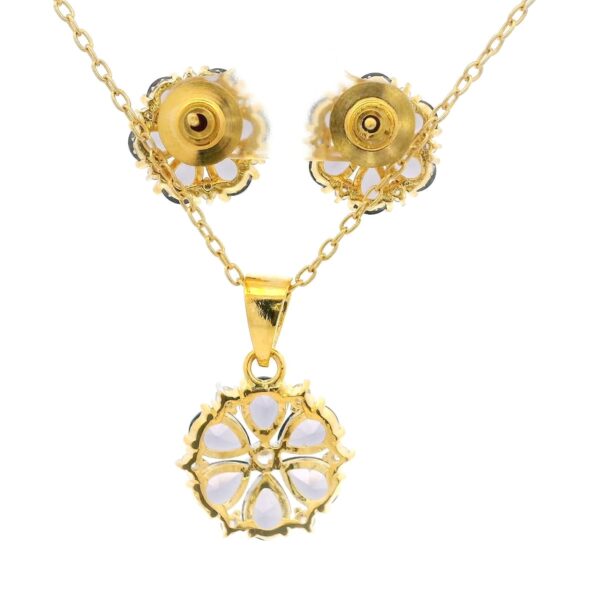 Gehna Jaipur C.Z & Amethyst Pear Shape Stone Studded Flower Shape Pendant Set For Girls & Women FP-1231 - Image 4
