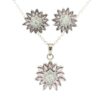 Gehna Jaipur C.Z & Amethyst Marquise Shape Stone Studded Flower Shape Pendant Set For Girls & Women FP-1233