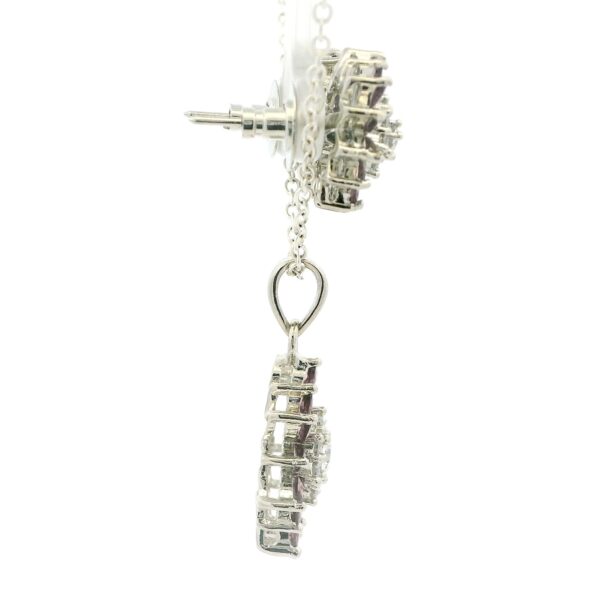 Gehna Jaipur C.Z & Amethyst Marquise Shape Stone Studded Flower Shape Pendant Set For Girls & Women FP-1233 - Image 3