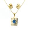 Gehna Jaipur C.Z & Blue Sapphire Color Stone Studded Baguette Shape Pendant & Earring For Girls & Women FP-1234 - Image 5