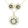 Gehna Jaipur C.Z & Blue Sapphire Color Oval Shape Stone Studded Pendant & Earring Set For Girls & Women FP-1235