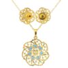 Gehna Jaipur C.Z & Blue Sapphire Color Oval Shape Stone Studded Pendant & Earring Set For Girls & Women FP-1235 - Image 4
