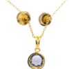 Gehna Jaipur C.Z & Amethyst Round Shape Stone Studded Pendant & Earring Set For Girls & Women FP-1237 - Image 4