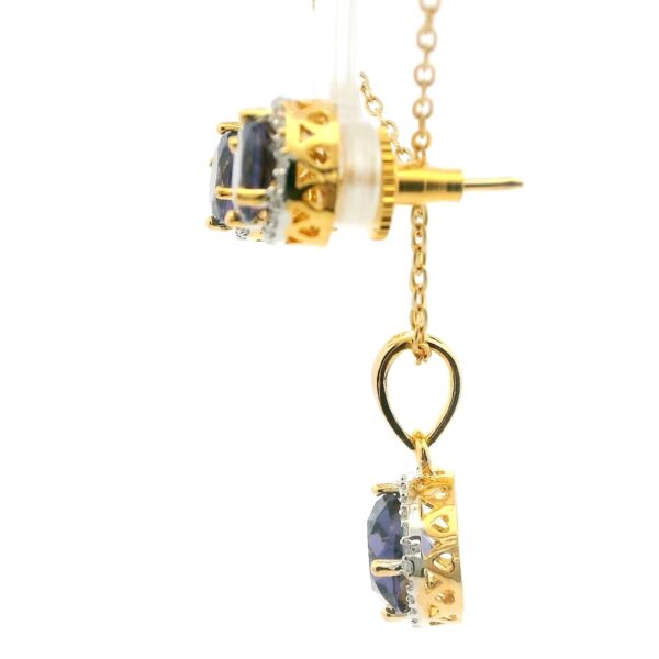 Gehna Jaipur C.Z & Amethyst Round Shape Stone Studded Pendant & Earring Set For Girls & Women FP-1237 - Image 3