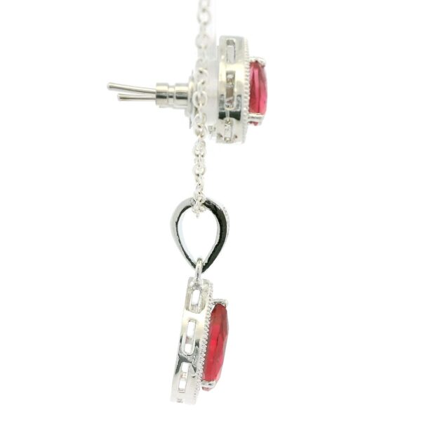 Gehna Jaipur C.Z & Pink Tourmaline Studded Pear Shape Pendant & Earring Set For Girls & Women FP-1239 - Image 4