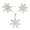 Gehna Jaipur Cubic Zirconia Baguette Studded Flower Shape Pendant & Earring Set  For Girls & Women FP-1240