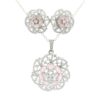 Gehna Jaipur Cubic Zirconia & Oval Rose Quartz Studded Pendant & Earring Set For Girls & Women FP-1241