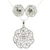 Gehna Jaipur Cubic Zirconia & Oval Rose Quartz Studded Pendant & Earring Set For Girls & Women FP-1241 - Image 4