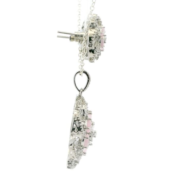 Gehna Jaipur Cubic Zirconia & Oval Rose Quartz Studded Pendant & Earring Set For Girls & Women FP-1241 - Image 3