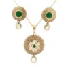 Gehna Jaipur Moissanite Polki & Round Emerald Studded Pendant & Earring Set For Girls & Women FP-1244