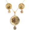 Gehna Jaipur Moissanite Polki & Round Emerald Studded Pendant & Earring Set For Girls & Women FP-1244 - Image 4