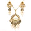 Gehna Jaipur Moissanite Polki & Pearl Studded Traditional Pendant & Earring Set For Girls & Women FP-1245 - Image 4